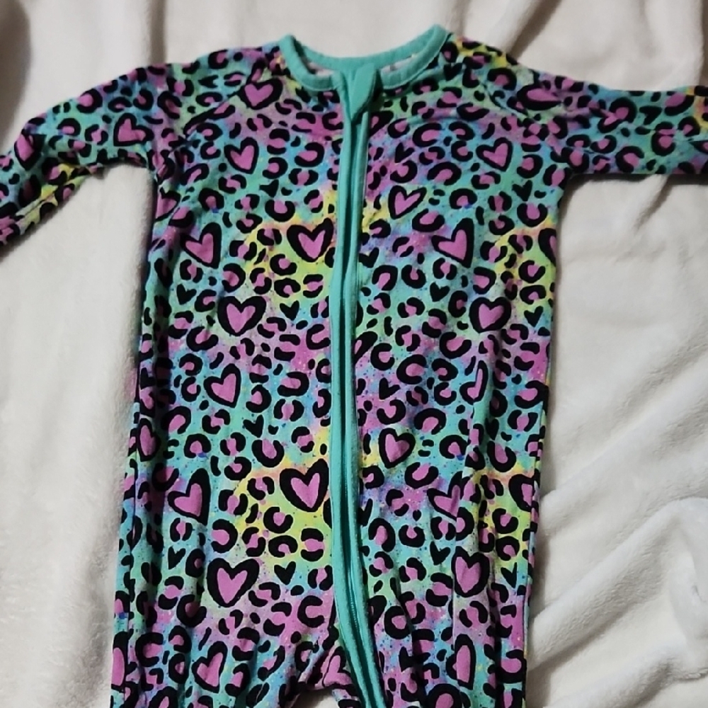 Colorful Heart and Leopard Print Kids Footie From Showstoppers Bamboo